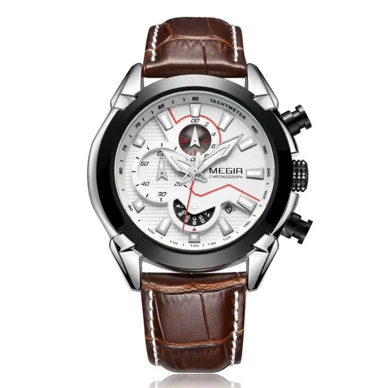 

Hot Sale Designer Men Calendar Analog Quartz Fashionable Luxury Leather Strap 2065 Watch Megir