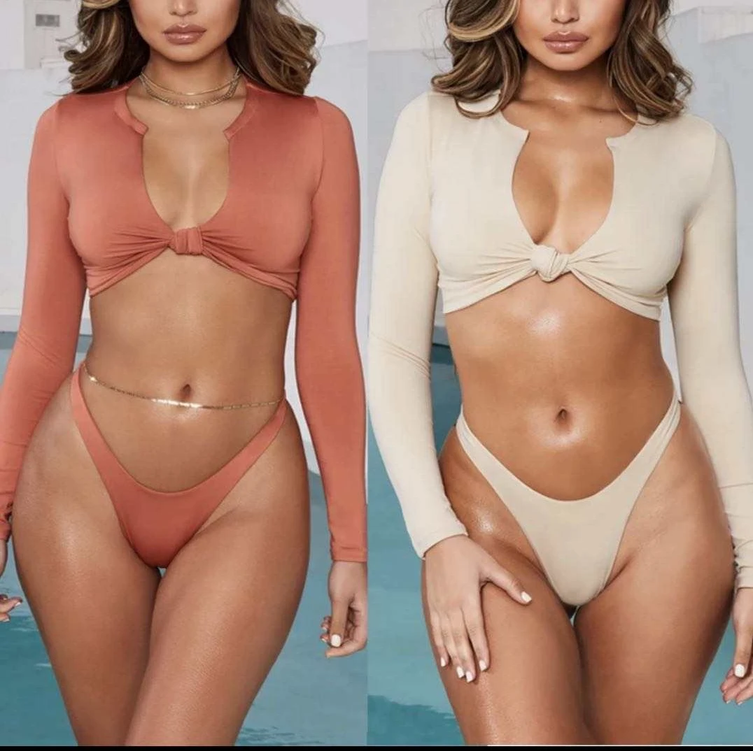

High Quality Bodysuit Bandage Swimwear V Neck Solid Bathing Suits Women One-Piece Swimsuit