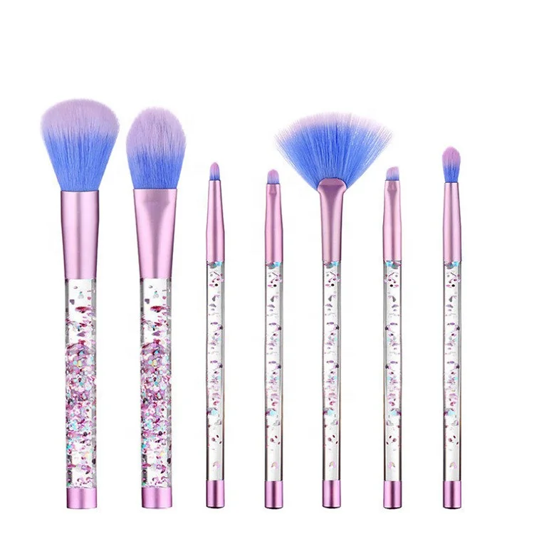 

Hot Sale New 7PCS Oil Tight Transparent Handle Quicksand Liquid Makeup Brush Set