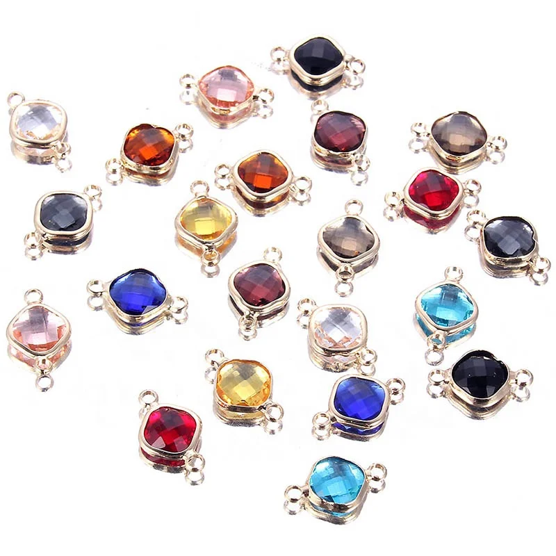 

Wholesale DIY Jewelry Accessories Glass Pop Pendant Handmade Square crystal Connector Earrings Hairpin Making Materials, Picture