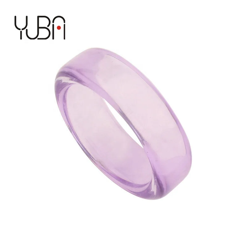 

Fashion Design Translucent Acetate Acid Acrylic Rings Solid Color Purple Green Pink Resin Ring For Gift