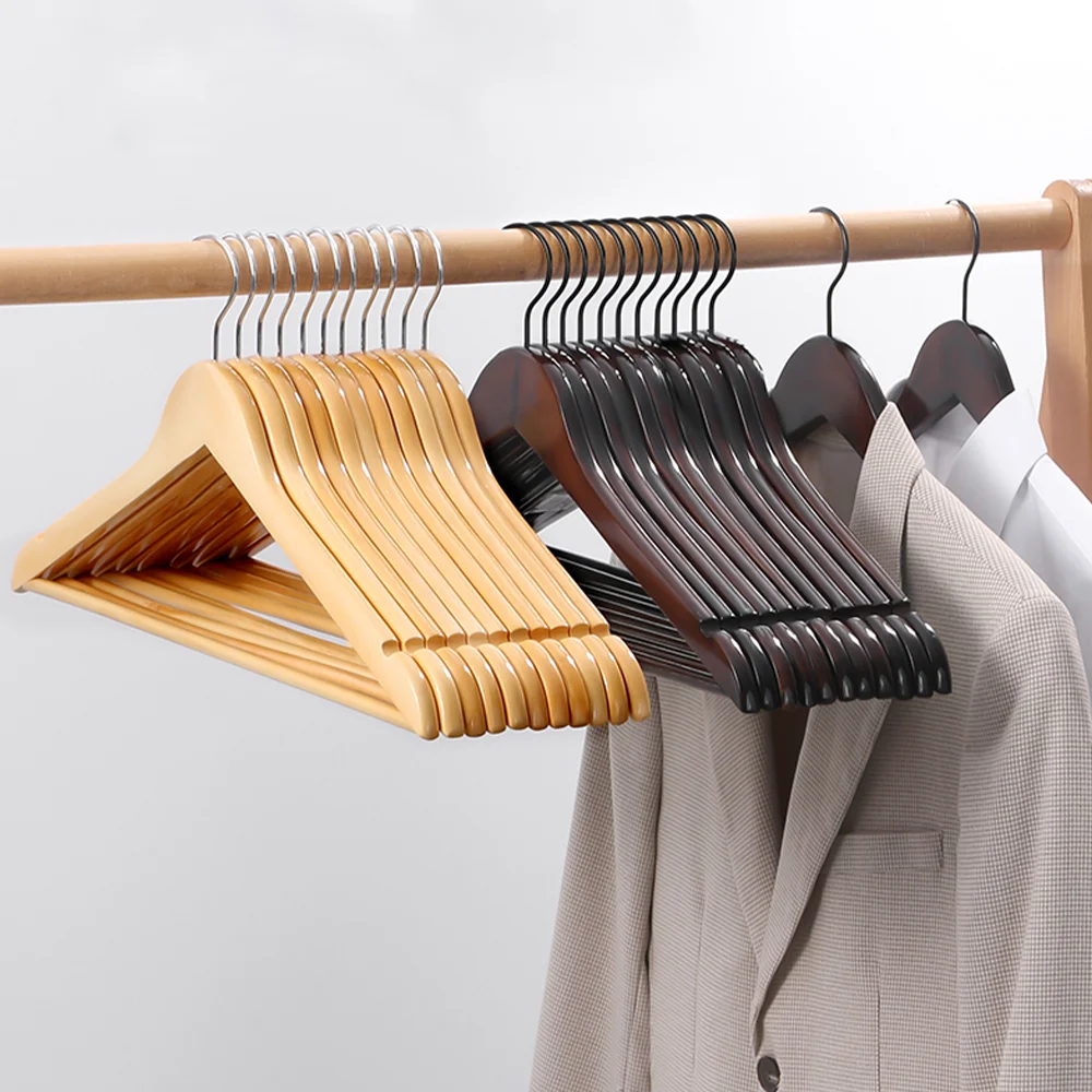 

Wholesale Black Wooden Coat Hangers Anti-slip Wood Hanger for Clothing Clothes Manufacturer