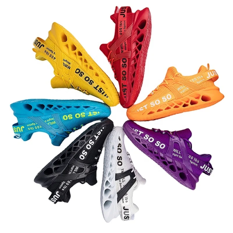 

Wholesale New Men's Trend Women's Running Shoes Breathable Sports Running Shoes, Orange black white red purple blue green pink army green dark blue
