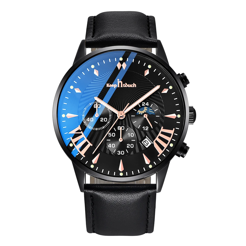 

Wholesale Custom Logo Business Watches Chronograph Leather Strap OEM Sport Wrist Watches for Men