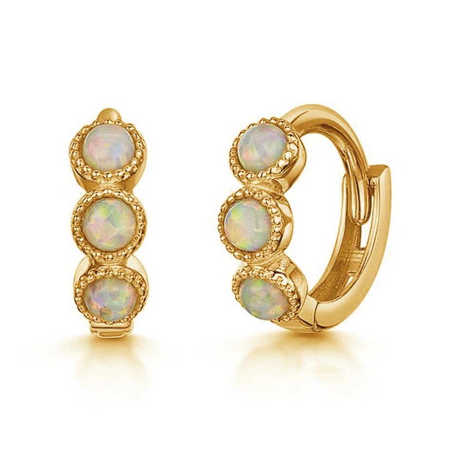 

online wholesale fine 925 sterling silver minimalist jewelry 18k gold plated opal huggie earrings for women