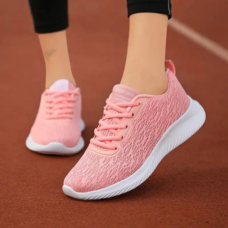 

New Design Lace-up Men Sport Casual Shoes breathable running shoes sneakers for women, Pink/blue/red/black/red black