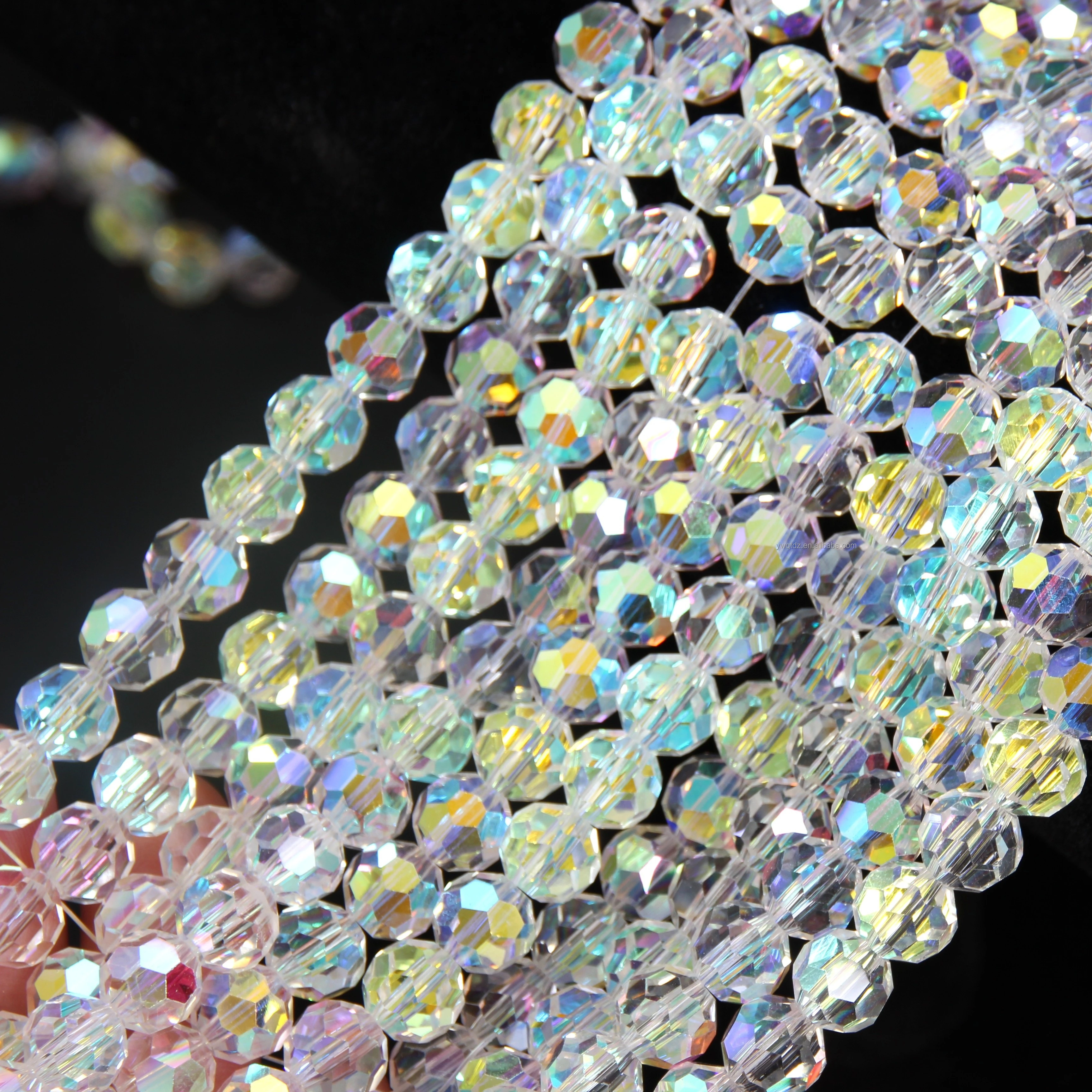 Clothing Accessory Glass Beads Bulk Scattered Crystals Transparent Sparkling Rondelle Pattern Clear 8mm