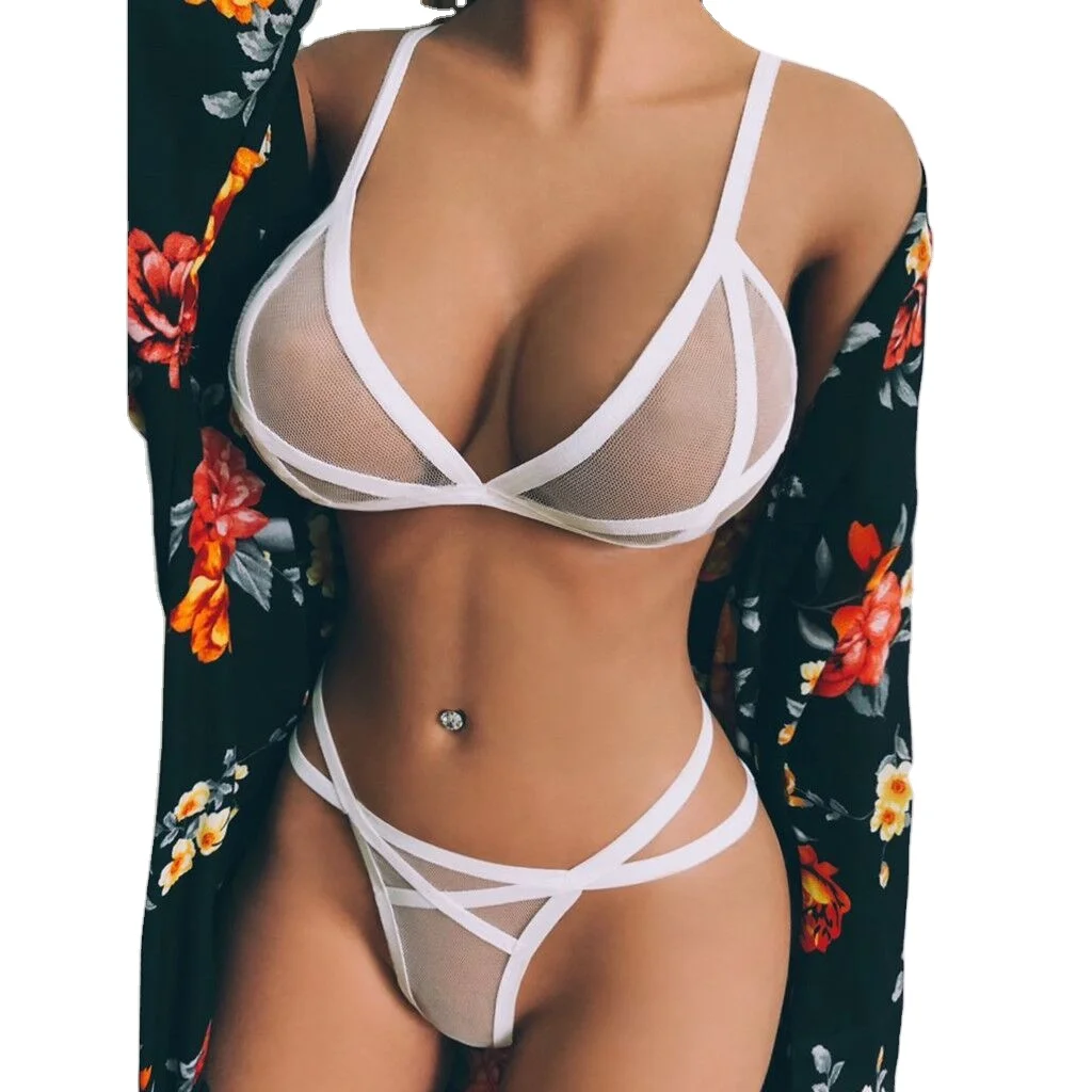 

Pdep Best Selling 2022 Ladies Lingerie 2 Pieces Sets Floral Female Lace Panties Solid Color Sexy Women See-through Underwear