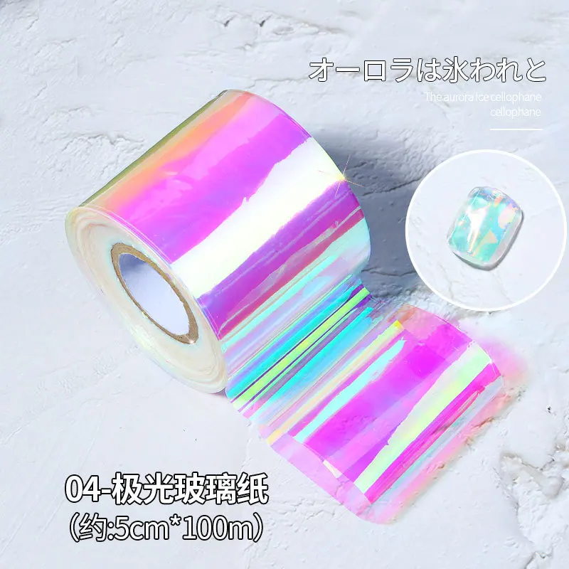 

Qianya 5x100cm Auroras Ice Nail Foils Marble Slide Holographics Nail Art Transfer Stickers Nails Accessories, Customers' requirements