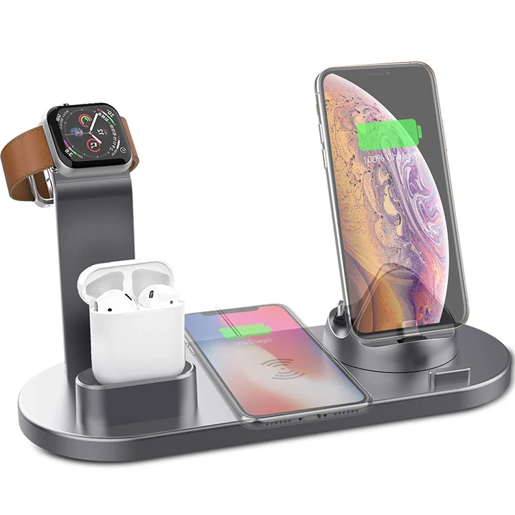 

Qi 10w Guangdong Modern Home Decoration intelligent Faster Compatible Trio Headphone Wireless Charger Stand iphone 12 Samsung, Black gray