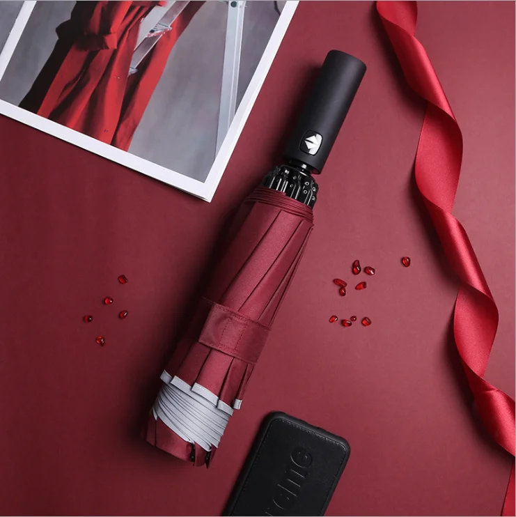 
Business gifts 3 fold Reverse Reflective light Automatic umbrella with Customer logo printing 