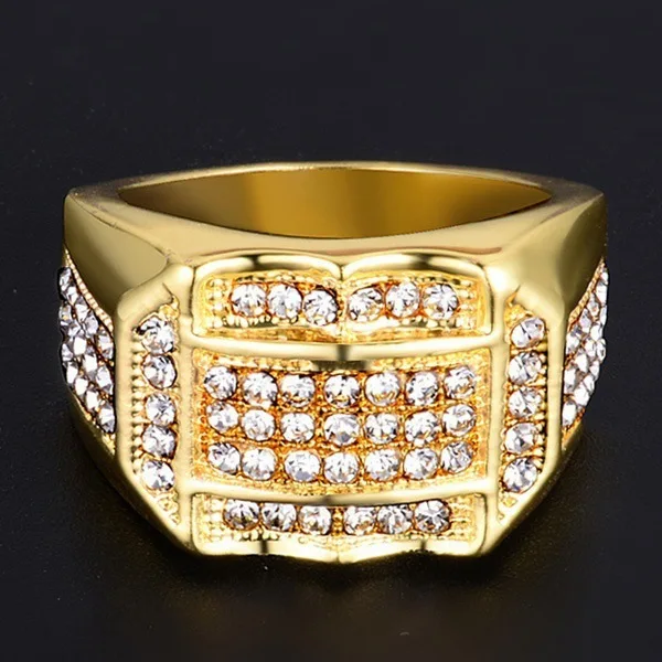 

Hot Seller Gold Plated Iced Out CZ Ring Couple's Wedding Ring for Men and Women Jewelry Accessory Wholesale, Gold/sliver