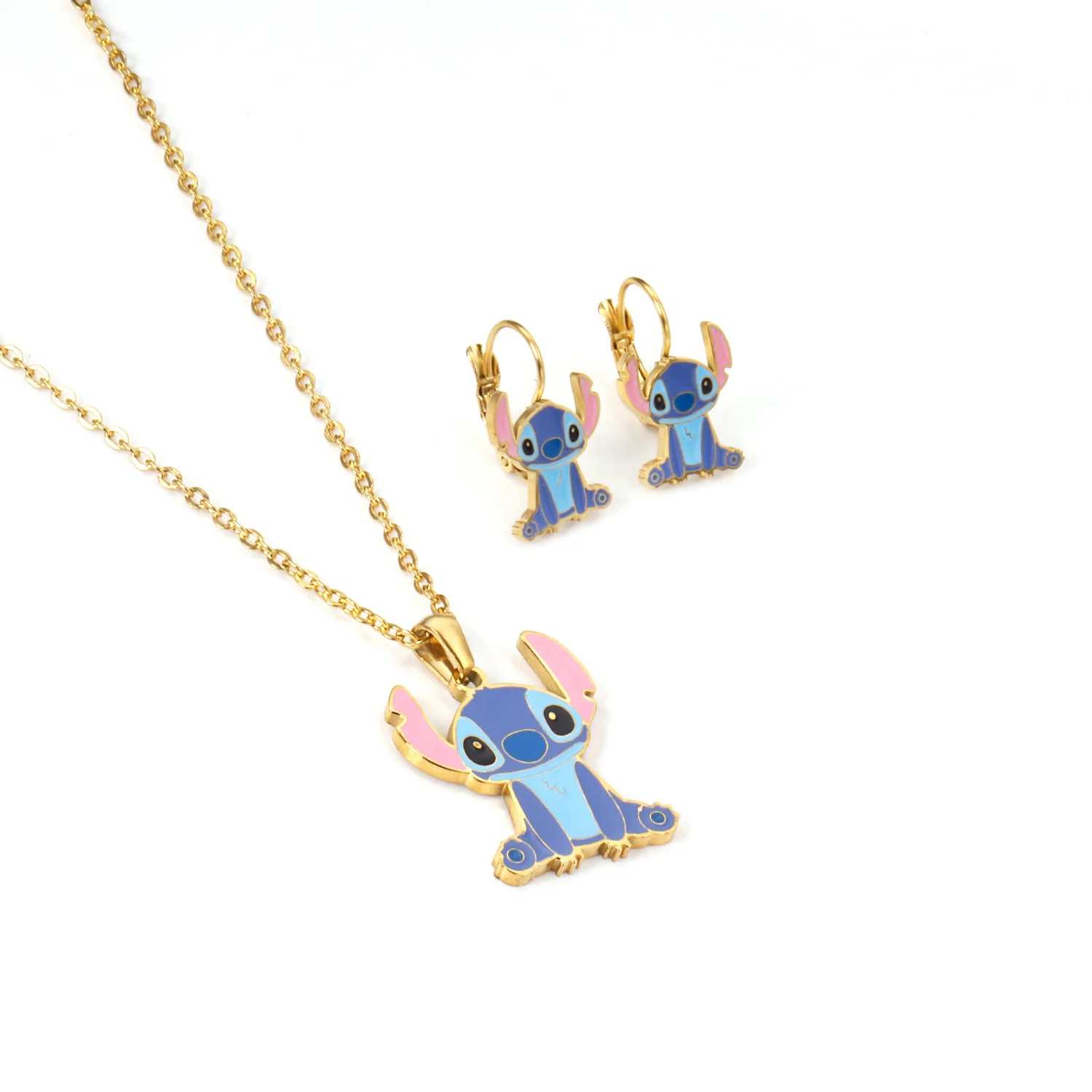 

Custom Stainless Steel Children Cartoon Necklace Jewelry Set Kids Gift, Gold/silver available