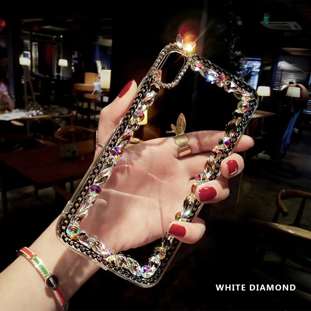 

Wholesale Glitter Bling Diamond Acrylic Phone Case for iPhone 11 12 Mirror Girls Cell Phone Cases Mirror Phone Cover, Clear