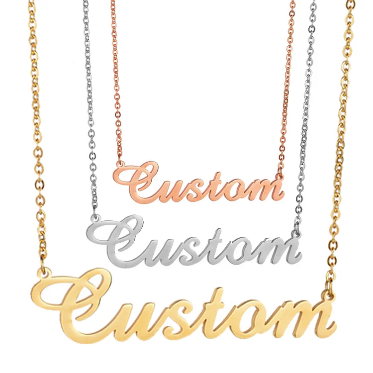 

Wholesale Classic Name Necklace Stainless Steel Jewelry Custom Pendant Name Necklace Gift For Her, Picture shows