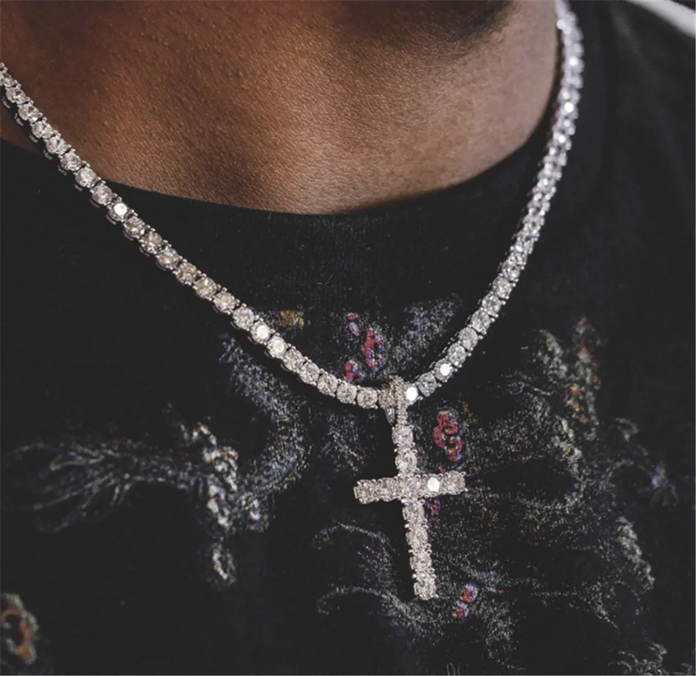 

Personality Creative Simple Ins Style Necklace Full Of Diamond Cross Short Clavicle Necklace