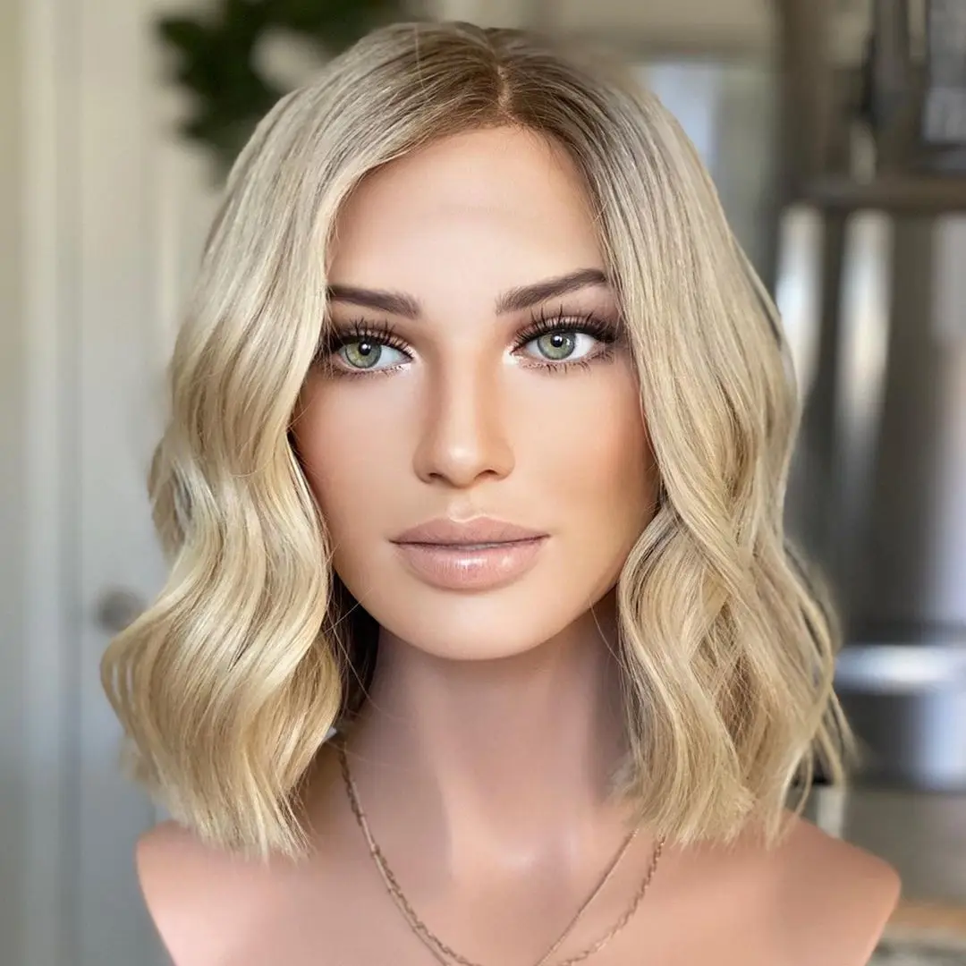 

Cuticle Aligned Boutique Human Hair HD Lace Highlight 613 Color Big Wave Lace Front Wig Pre Plucked With Baby Hair