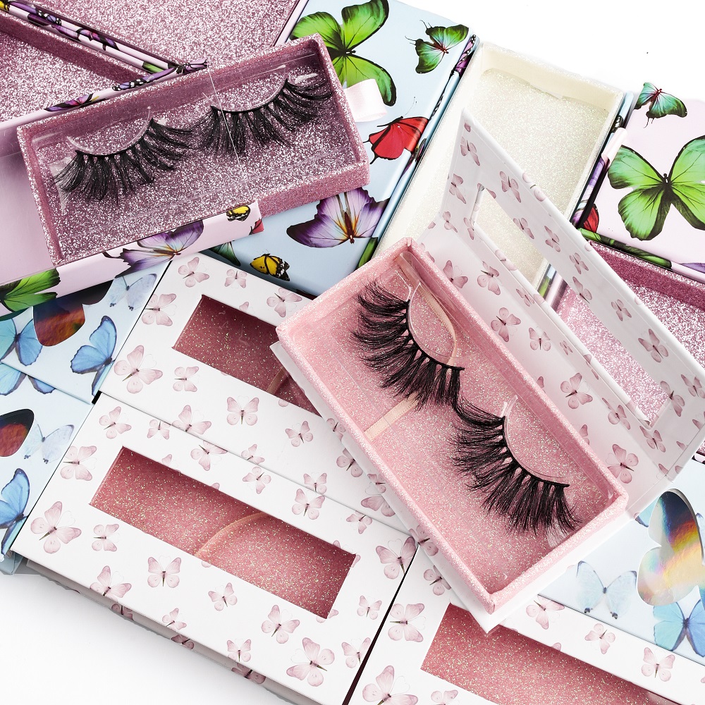 

Wholesale faux Mink Eyelash Mink effect 3D silk Lashes eyelashes, Black