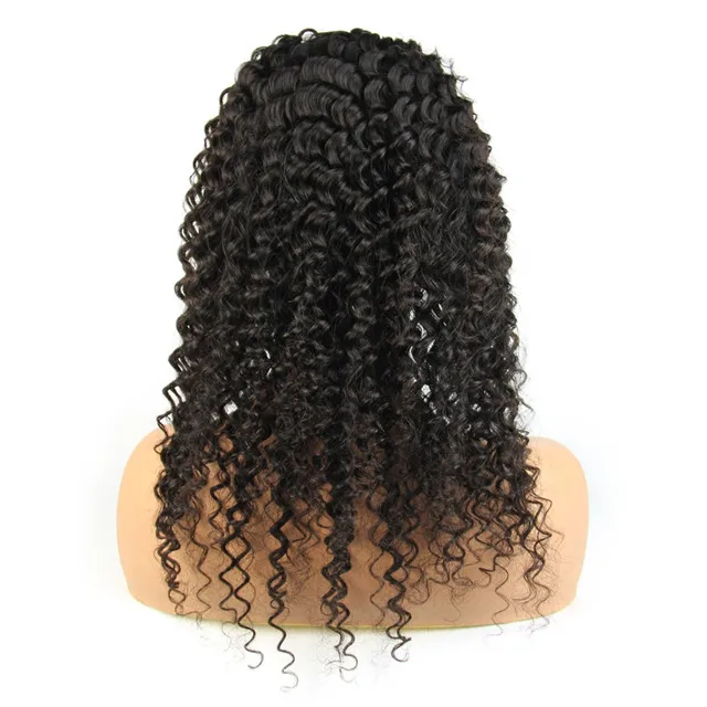 100% Human hair Brazilian natural color deep wave full lace wig