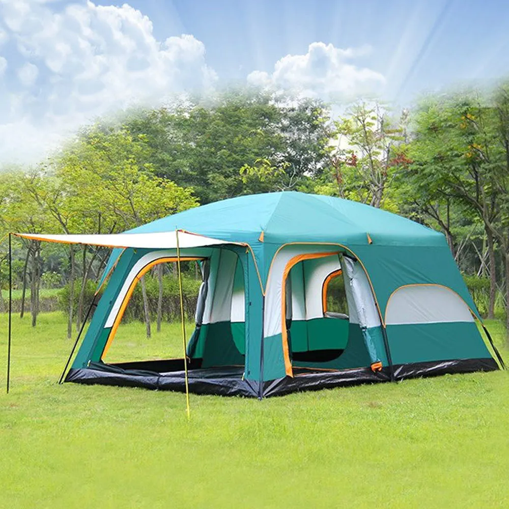 

8-10 person Big Camping Tent Waterproof 2 Bedrooms big size travel tent Outdoor camping tent for family, Green/chocolate