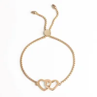 

Fine4U F4U-B129 Gold Rose Gold Sliver Stainless Steel heart Charm Bracelets for couple