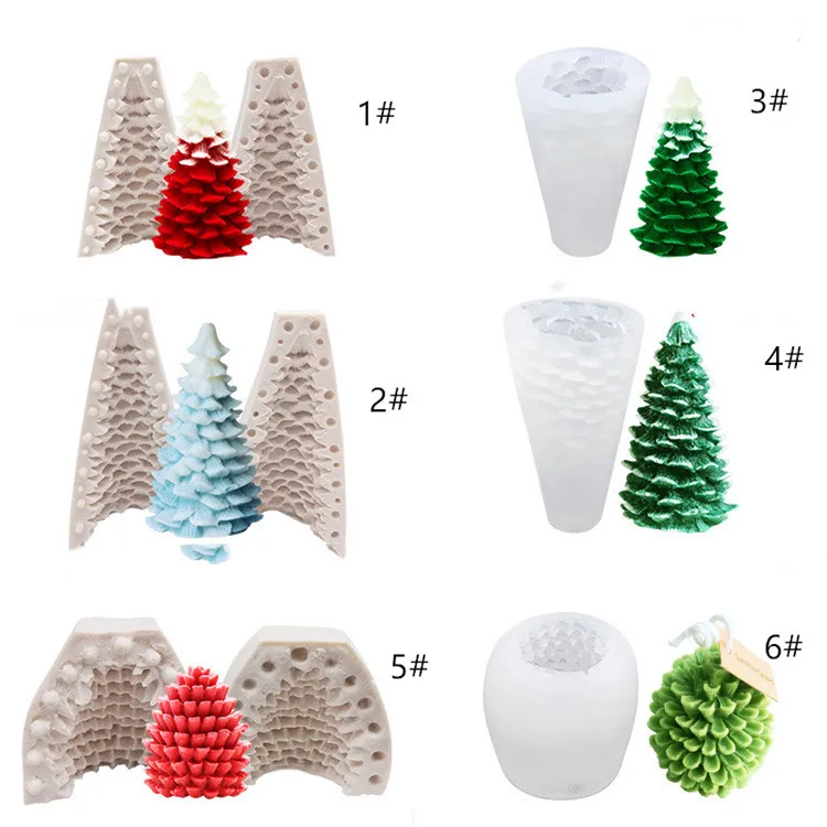 

Y971 Christmas tree shaped silicone candle mold pine cone shaped candle mold, Random