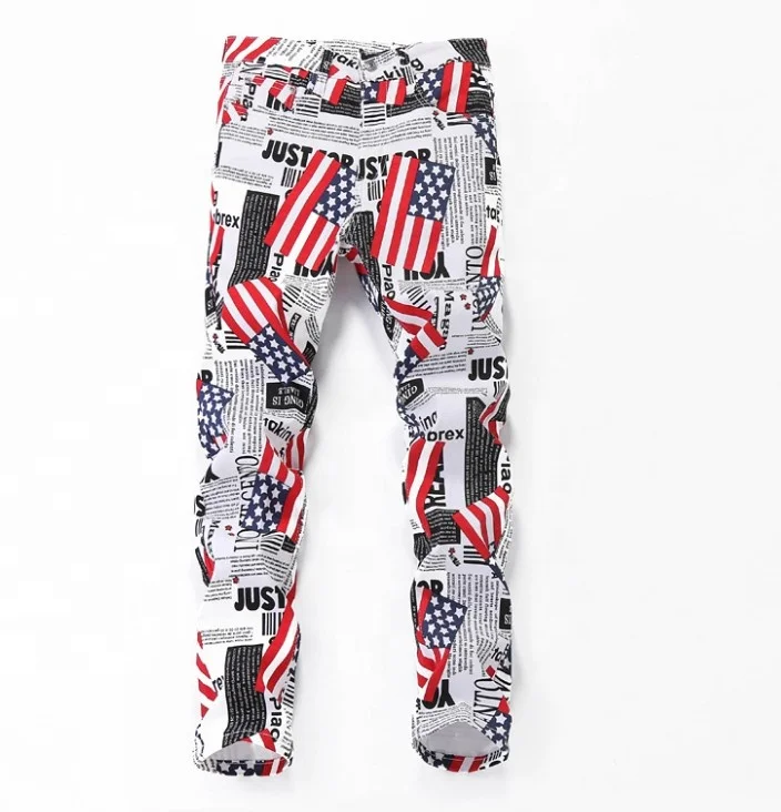 

National Flag Men's Skinny Slim Fit Straight Jeans