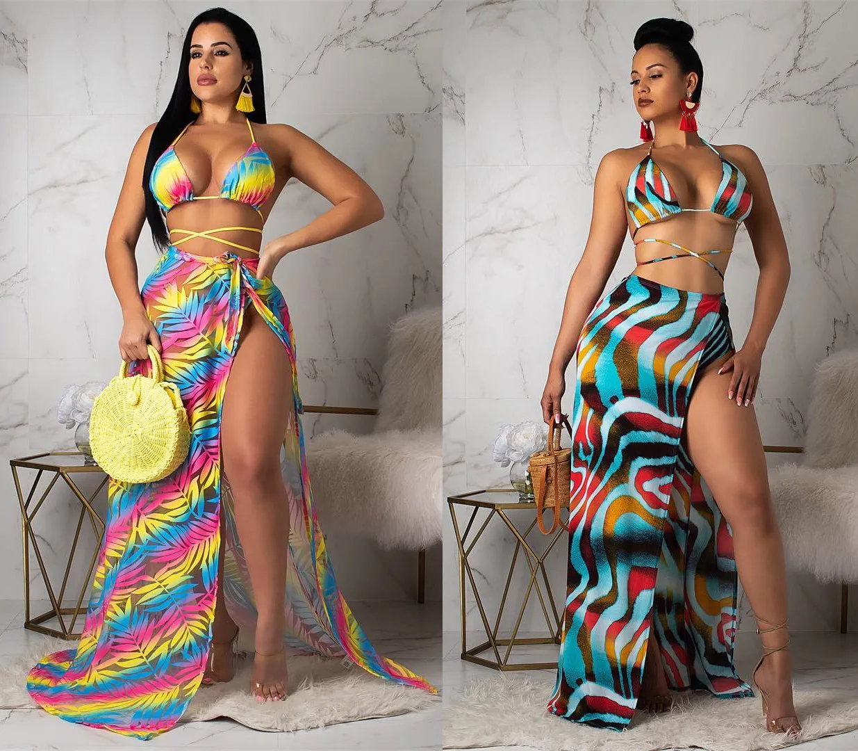 

Poyan Tie Tye Print Cut Out Maillot De Bain Femme High Waisted Swimsuit Women 2 Piece Beachwear And Swimsuits African Swimwear, As picture