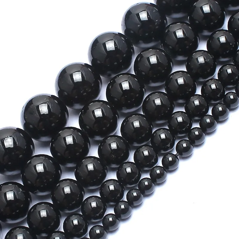 

Natrual Round Stone Beads 4/6/8/10/12MM Genuine Black Tourmaline Stone Beads For Jewelry Making Bracelet Necklace