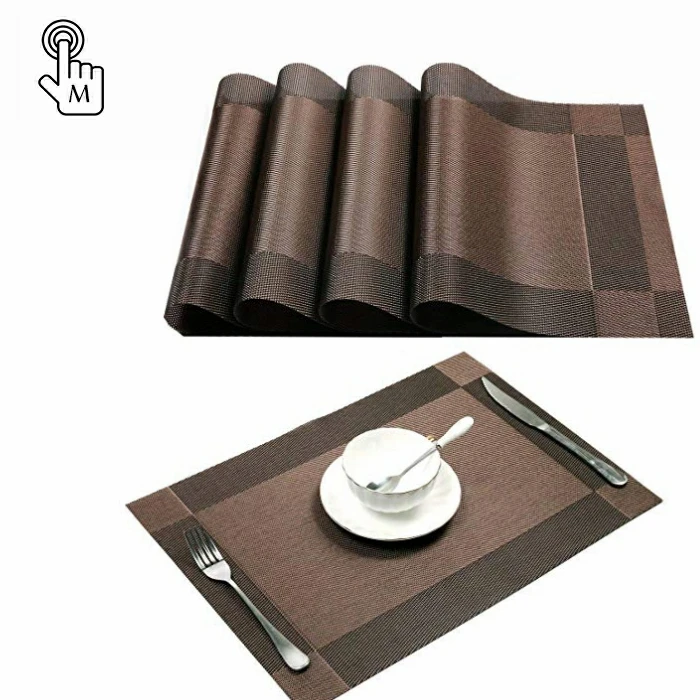 

Custom logo home accessories Placemats Washable PVC Dining Table Mats Heat Resistant Sustainable Woven PlaceMats