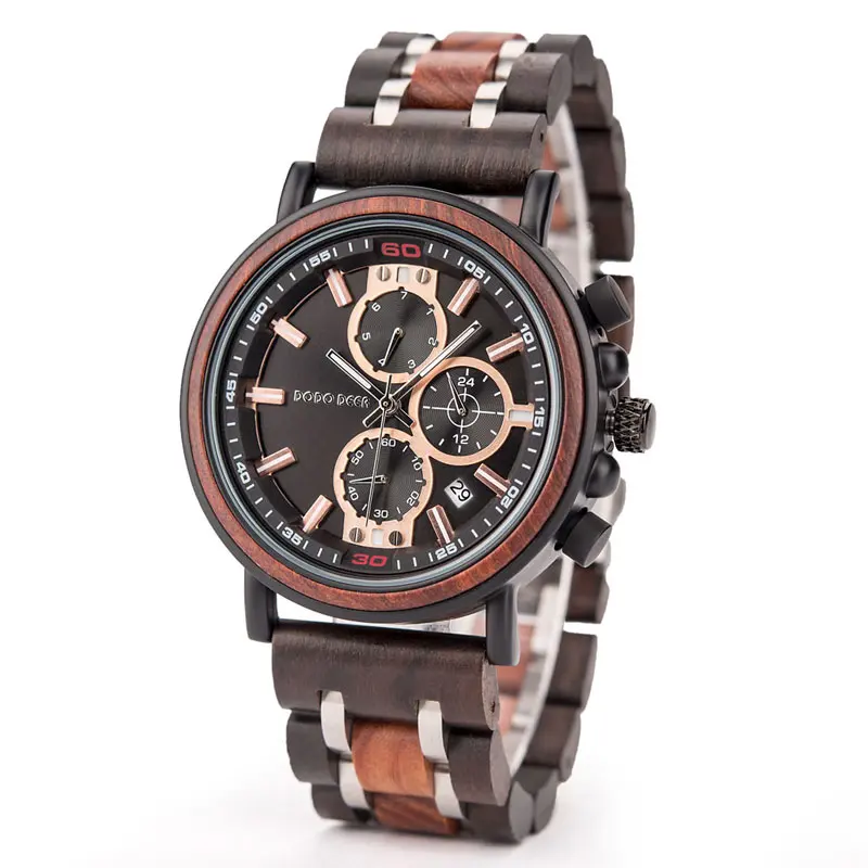 

DODO DEER Wholesale New style handcraft Relogio Masculino sandal case wood watch OEM auto week date display with logo customized