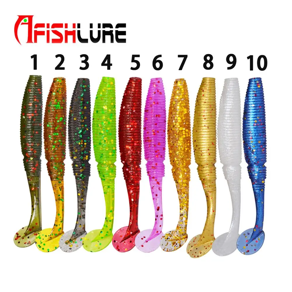 

10 Colors 15 Pcs/Lot 50mm 1g Soft Bait Small T Tail Fish Artificial Fishing Lures, Various colors