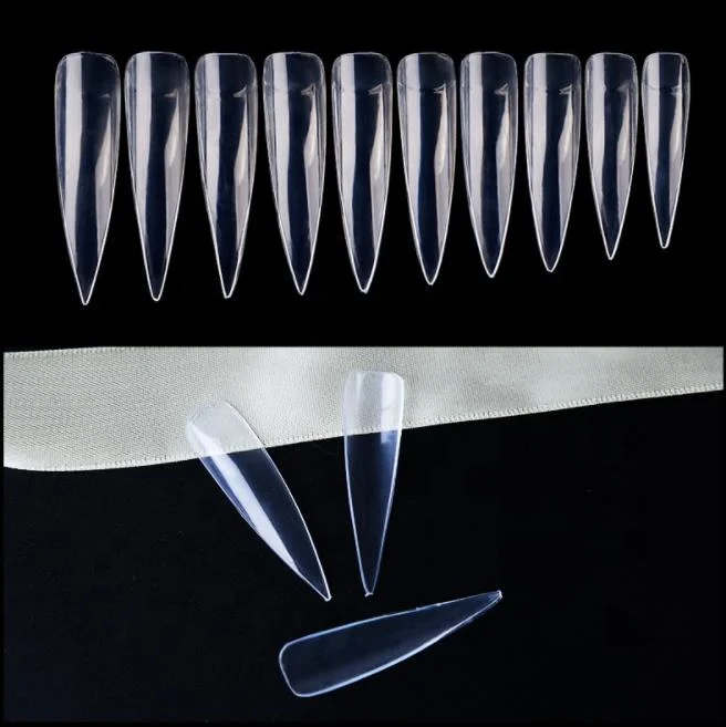 

500pcs full cover Extra Long clear stiletto nail tips, 3colors