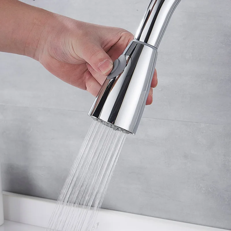 
Preferential brass pull out sink faucet rotatable electroplated kitchen mixer tap 