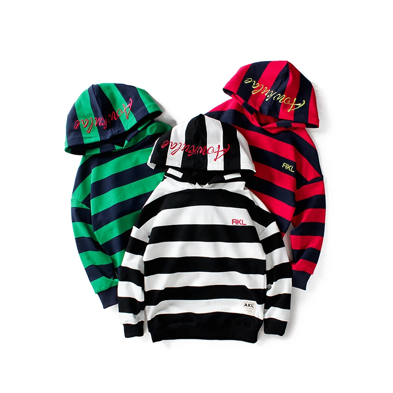 

Children's Clothing Autumn Boys' Long Sleeve Top Kids Striped Top Children's Hooded Sweater, As picture