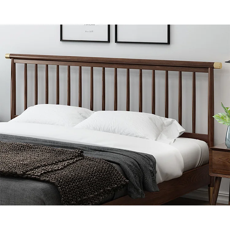 product-Luxury Bedroom Set Furniture elegant walnut color wooden modern beds designs sleeping house -2