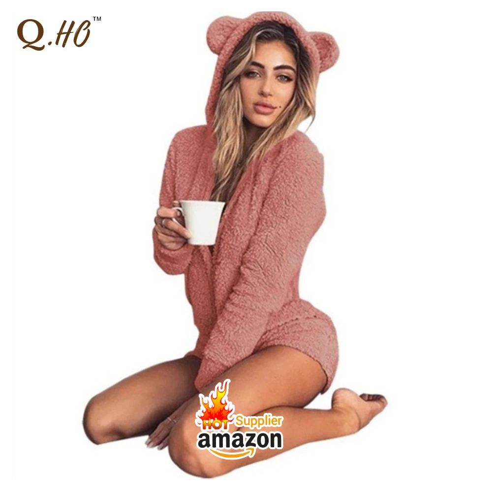 

Hotsales NEW Popular Cute Warm Cashmere Winter Onesie Hooded Fuzzy Onesie Pajamas, As picture