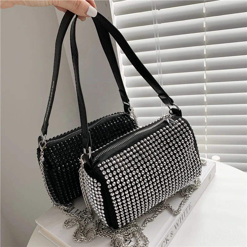 

Fashion Designer Chain Crossbody Shoulder Handbags Small Bling Diamond Rhinestone Bags Luxury Purses and Handbags for Women 2022, Colorful