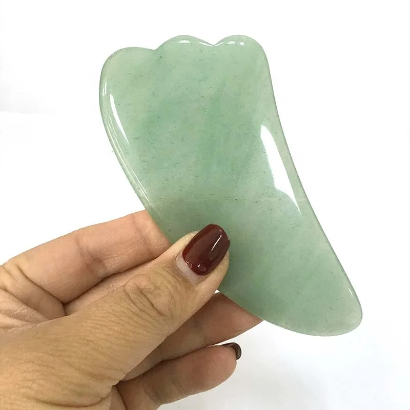 

Wholesale natual green aventurine guasha tools scrapping massager body gua sha board jade Guasha tools