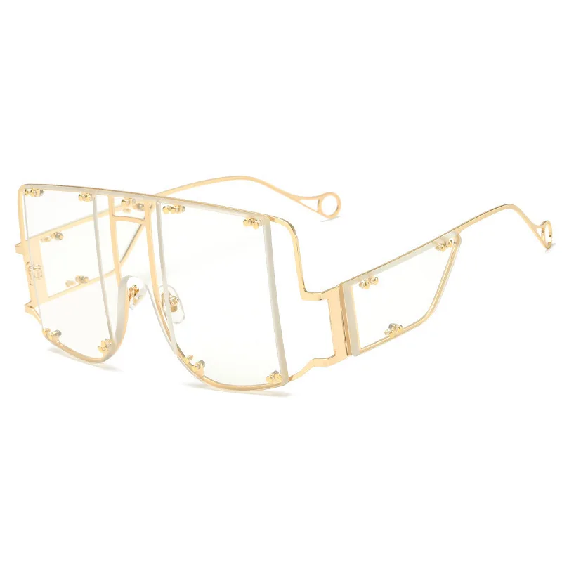 

2021 Hot sale Metal Frame Oversized Eye Glasses Design Punk Cool Fashionable Womens Sunglasses