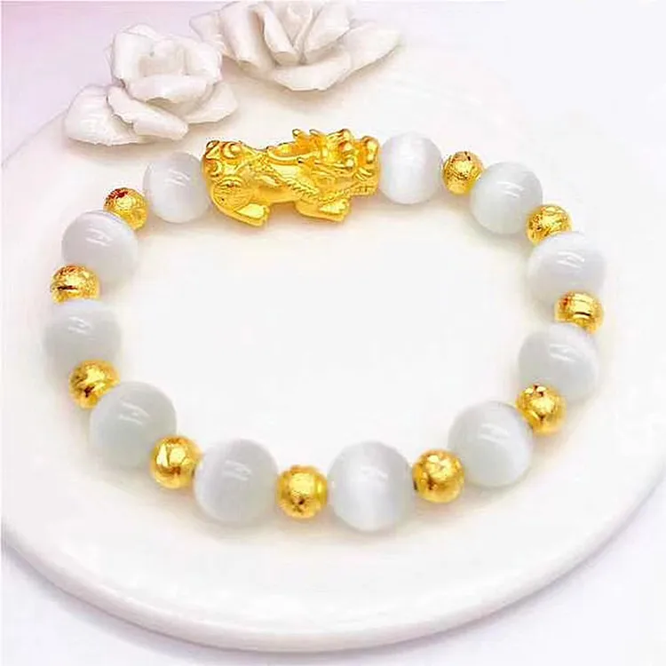 

Pixiu Opal BraceletGold Plated Agate Beads Exquisite Craftsmanship Gold Ladies Jewelry