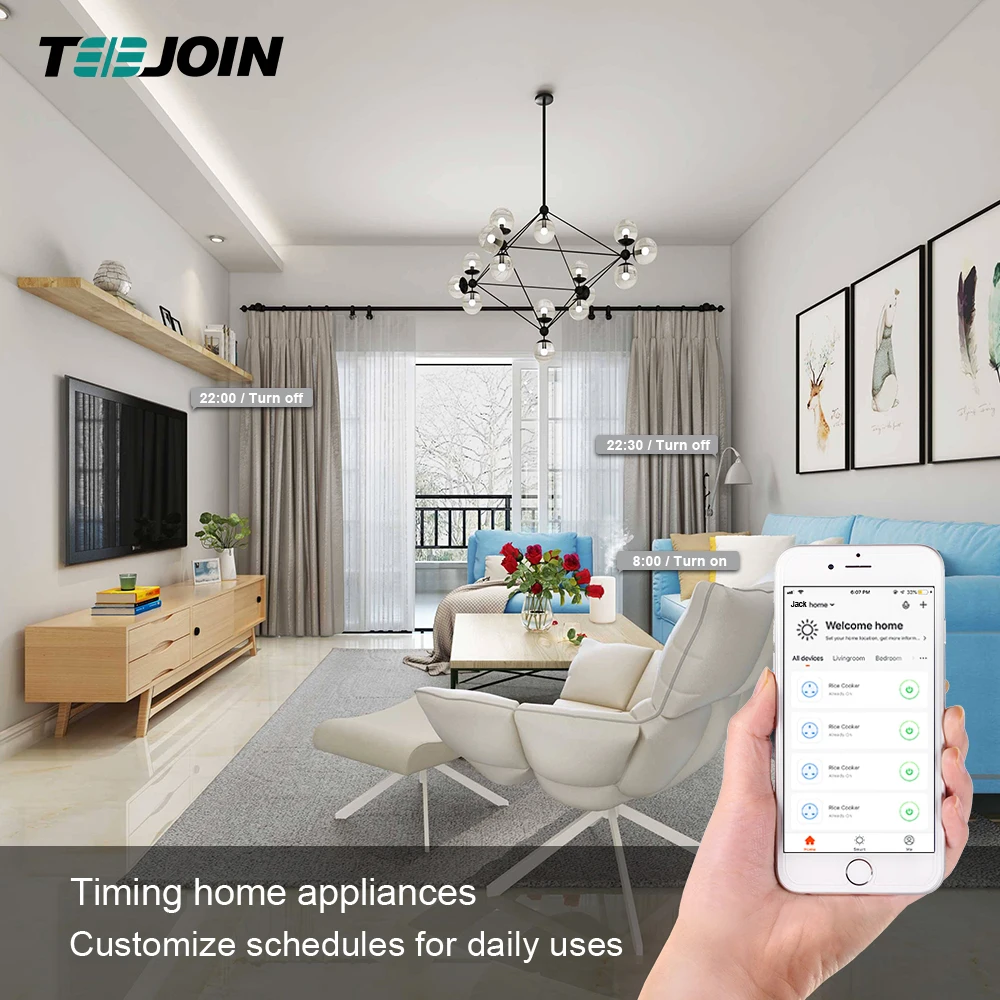 Teejoin Wireless Remote Control Alexa Google Home Enchufe Inteligente Power Smart Life Tuya Mini Uk Wifi Smart Plug Socket - ANKUX.COM
