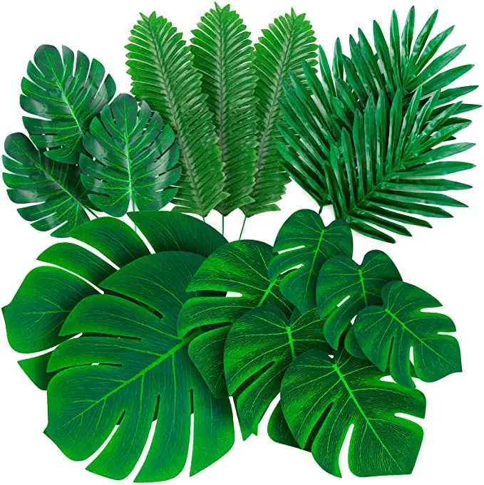 

Safari Jungle Hawaiian Luau Birthday Theme artificial tropical palm leaves tropical leaves