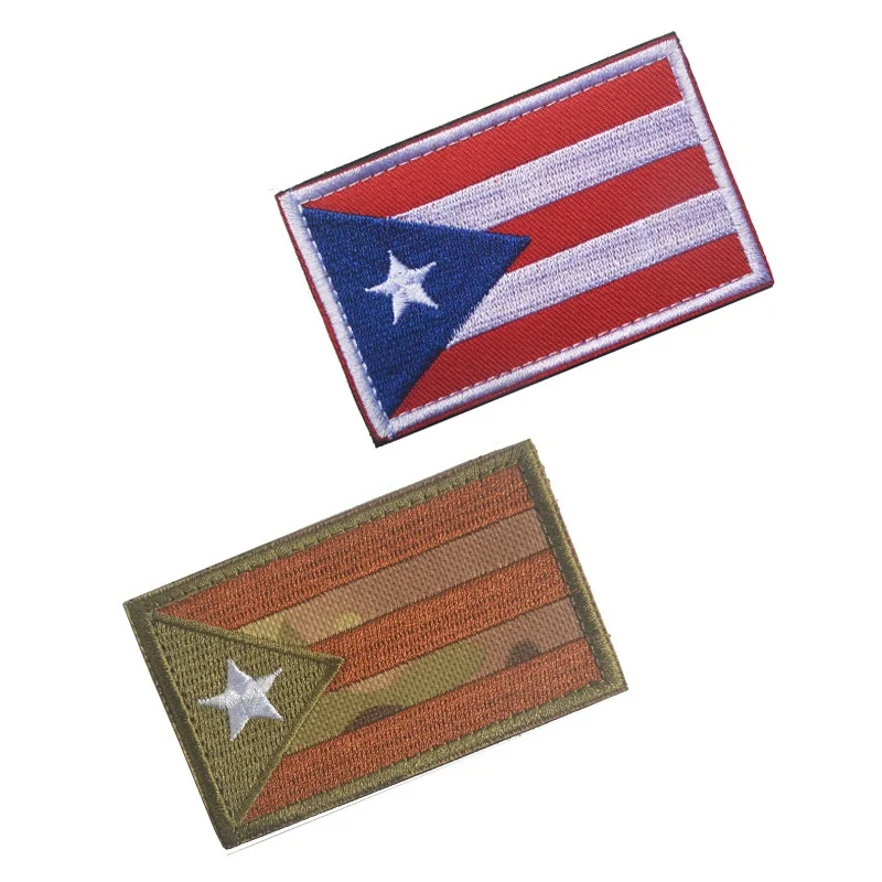 

Puerto Rico Flag Embroidered National Emblem Puerto Rican Patch Tactical Patch Hook Loop Badge Camo Patches