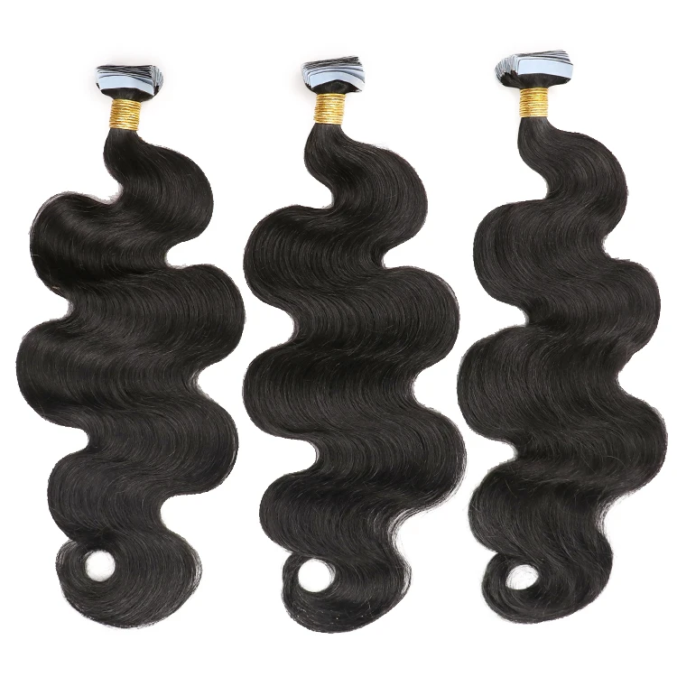 

Natural color body wave cuticle aligned remy tape in hair extensions