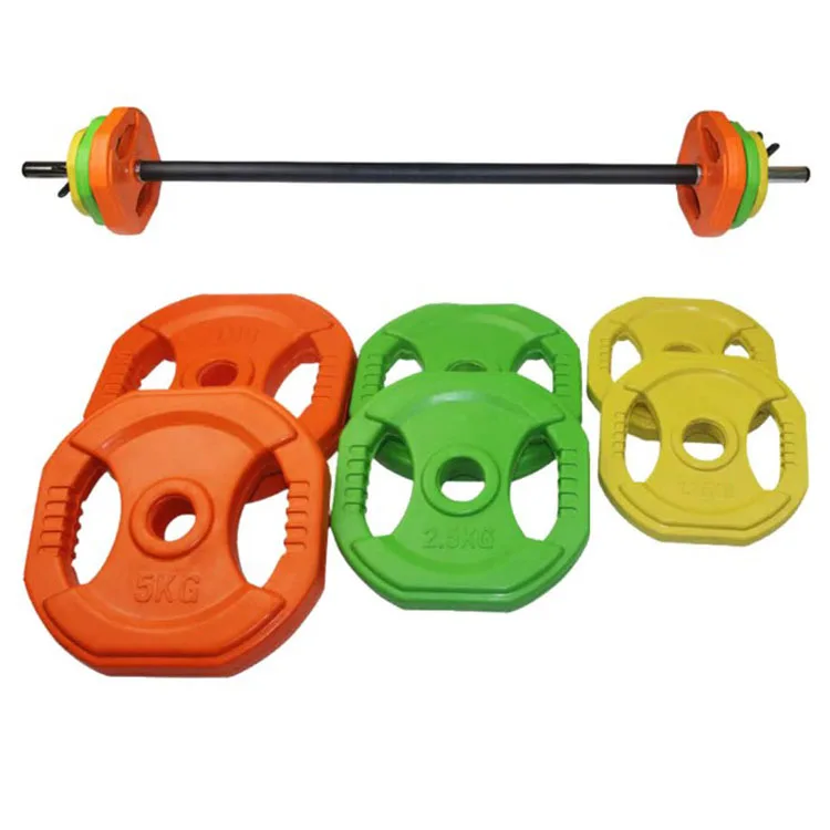 

women fitness aerobics training gym 20kg component Color barbell weight plate set, Colorful