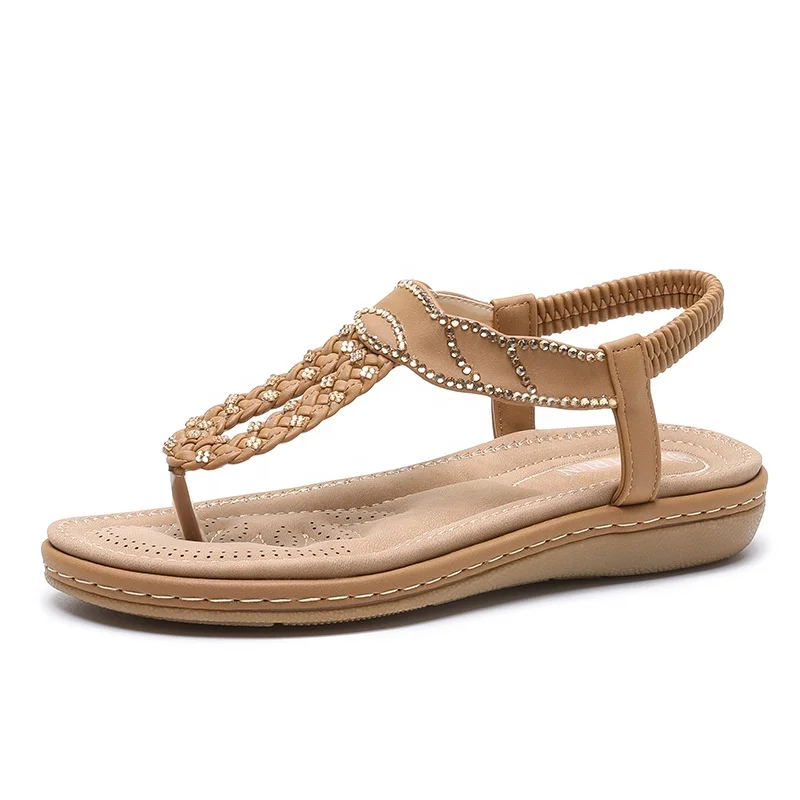 

China factory design high quality wholesale low MOQ girl lady sandal custom beach fashion woman thong sandal, Apricot,khaki,black