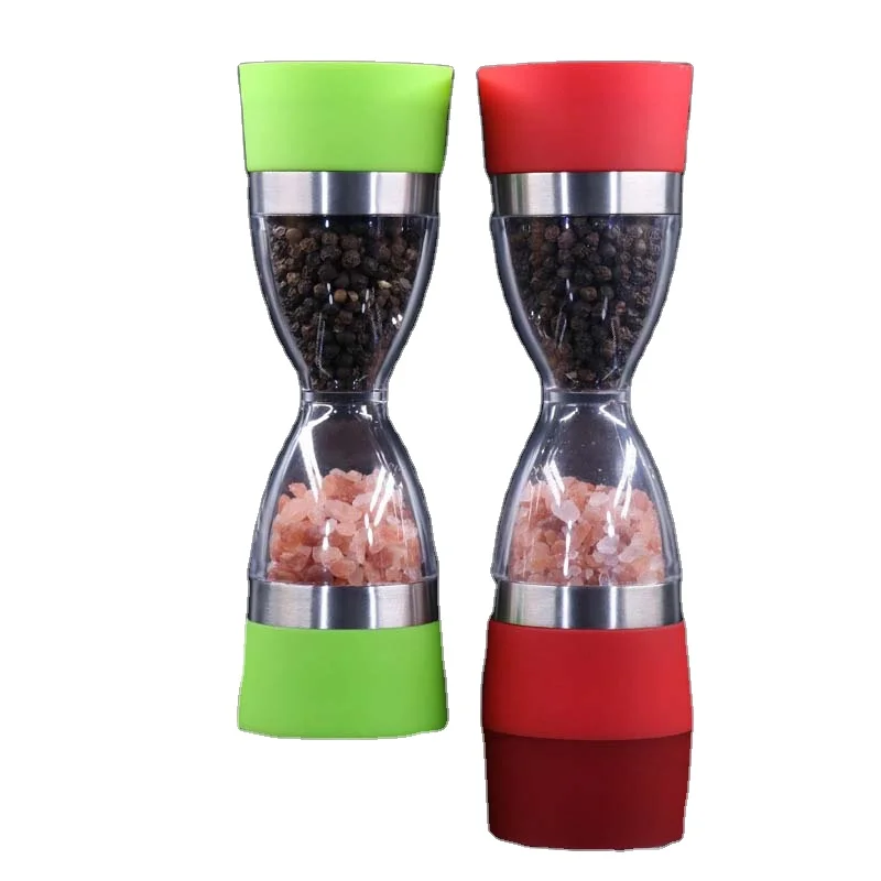 

Home Kitchen Transparent Storage Glass Manual Pepper Grinding Double Head PP Tools Creative Multi-functional Grinder