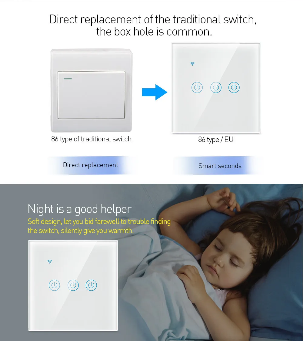 ZigBee Smart Touch Switch and Wifi Smart Touch Switch, support ALEXA and Google, Tuya APP control / Button control - ANKUX.COM