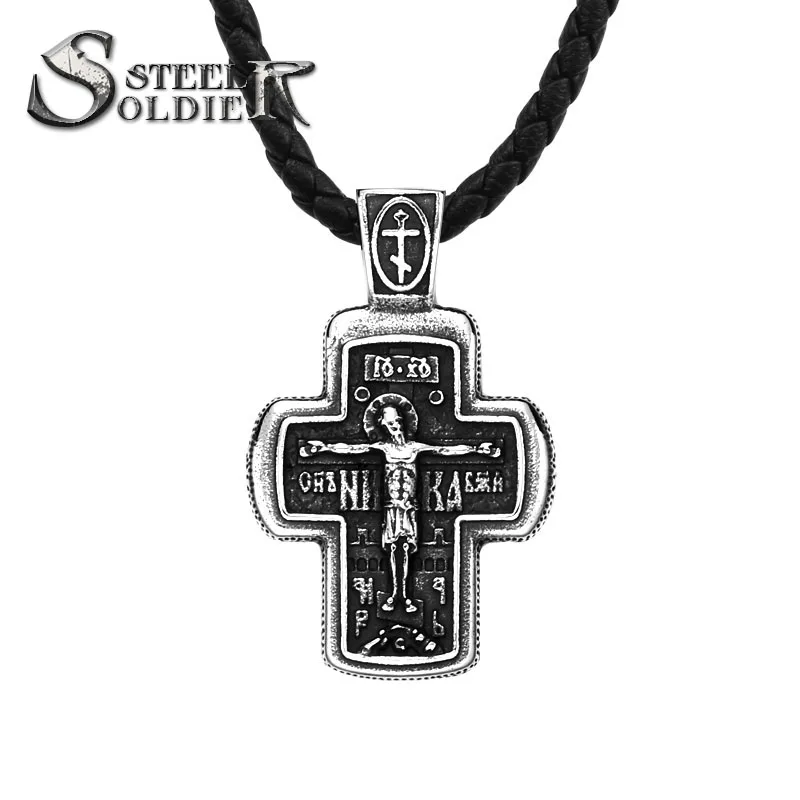 

SSLHP-187 Steel Soldier Stainless Steel Pendant Crucifix Catholic Religious Cross Religious Christian Men Necklace Jewelry